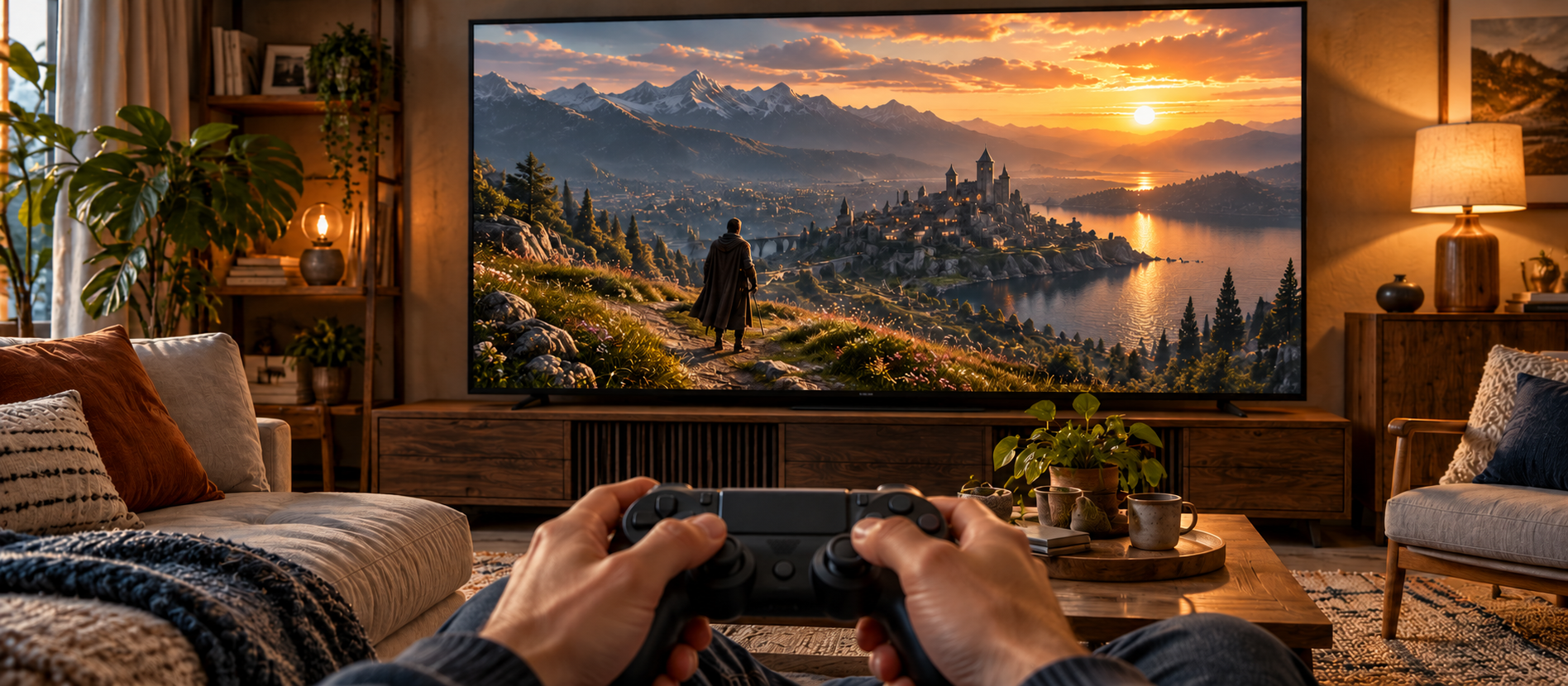 AI-generated editorial illustration for The Witcher 3: Wild Hunt — Remastered. The original game scene is not an actual screenshot.